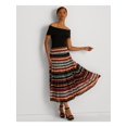 thumbnail image 3 of RALPH LAUREN Womens Black Zippered Elastic Waist Tiered Lined Striped Midi A-Line Skirt 12, 3 of 4
