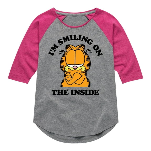 Garfield - Smiling On The Inside - Toddler And Youth Girls Raglan Graphic T-Shirt