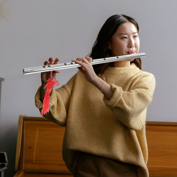 FENGGUIQU Lightweight Stainless Steel Flute for Kids, 0.75 Size Beginner Musical Instrument, Assorted Colors, Easy to Play and