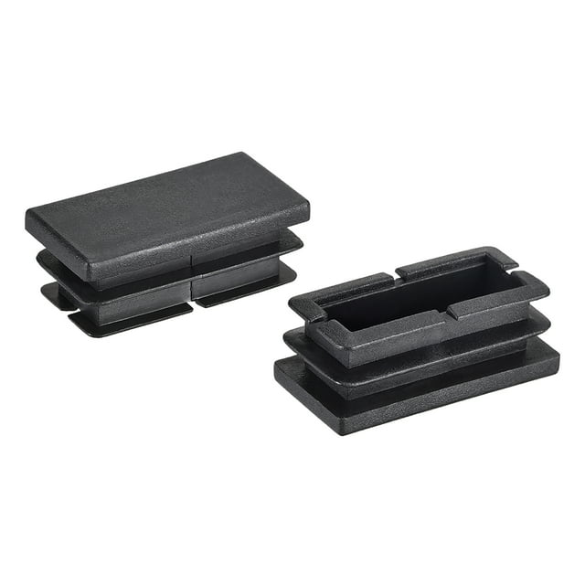 Tapa de extremo rectangular PP de 40mm x 20mm para patas de muebles de silla de escritorio, color negro, 50 piezas