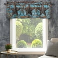 thumbnail image 4 of Texas Star Brown Farmhouse Short Window Curtain Valances, Vintage Farm Barn Blue Wooden Texture Rod Pocket Kitchen Valances for Living Room Bedroom Bathroom Cafe 42" x 18", 4 of 8