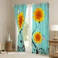 thumbnail image 3 of Sunflower 30%-50% Blackout Curtains for Bedroom,Distressed Blue Wooden Board Curtains,Yellow Flowers Butterfly Window Curtains & Drapes,Country Grunge Farmhouse Window Treatments 42"X63", 3 of 5