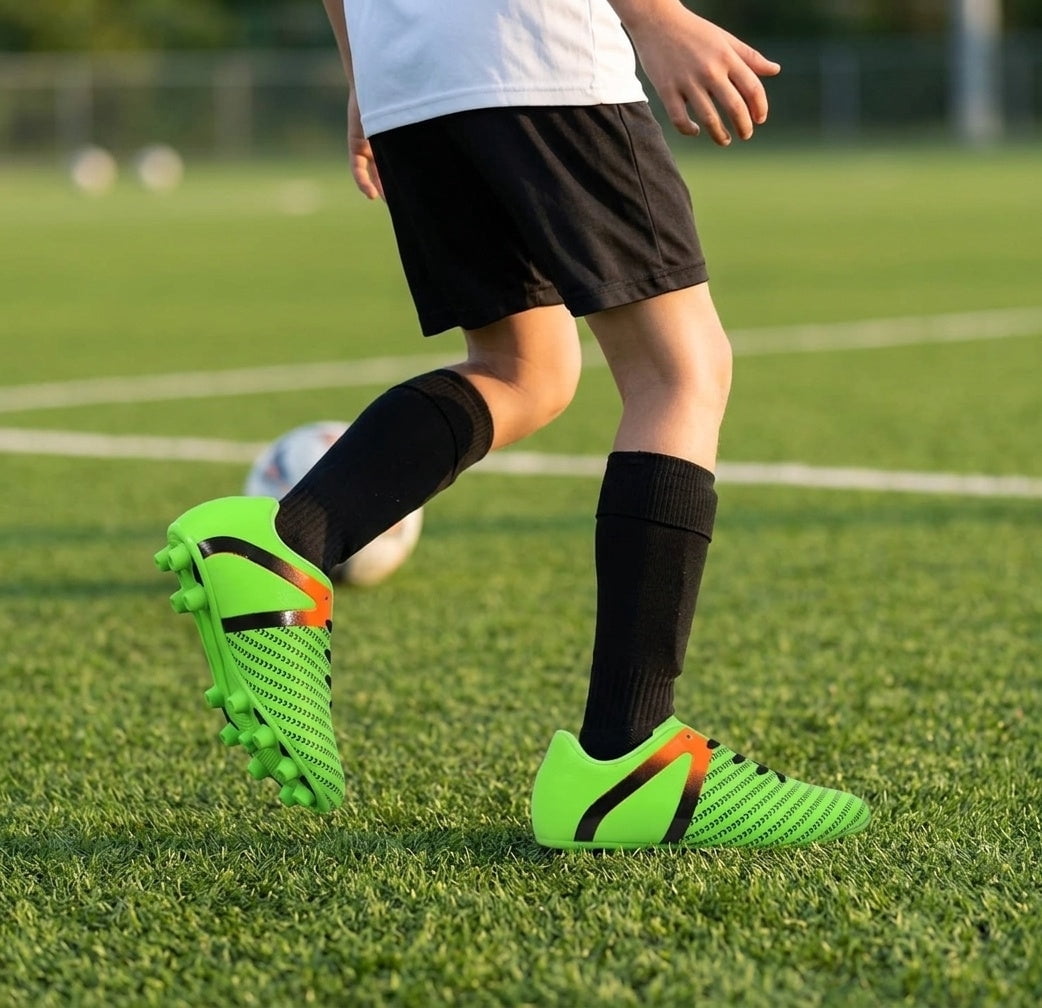 Vizari USA Impact Firm Ground Soccer Cleats for Kids – Comfortable, Lightweight, and Durable Shoes for Toddlers, Little Kids, and Big Kids - Green/Orange, 4