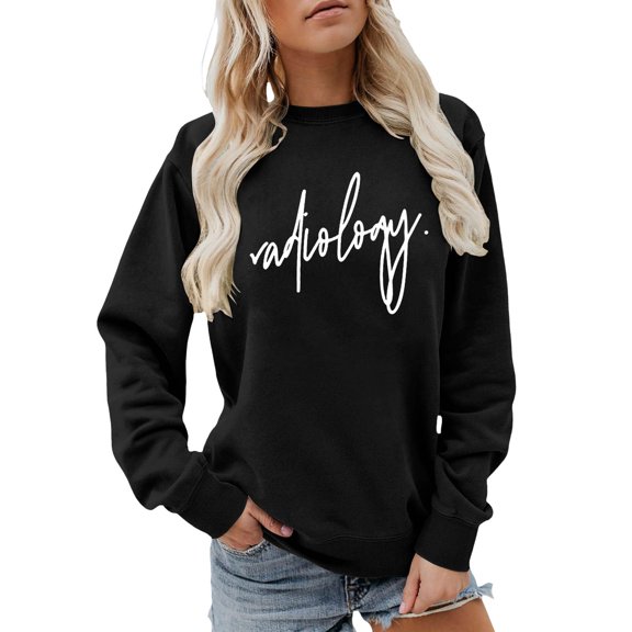 JIAYUE Women's Sweatshirt Autumn Winter Letter Print Crewneck Pullover Long Sleeve Hoodless Sweatshirts Casual Fashionable Soft Fleece Comfortable And Outdoor Play Wear