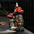 Mushroom House Backflow Incense Burner Resin Handicraft Nature Theme