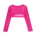 thumbnail image 4 of YONGHS Girls Cute Fishnet Y2K Blouse Round Neck Pullover See Through Mesh Summer Shirt Hot Pink 12, 4 of 5