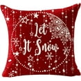 thumbnail image 5 of Set of 4 Merry Snowflakes Happy Winter Various Let It Snow Red Snowflake Polyester Linen Throw Pillow Case Personalized Cushion Cover Home Decorative Square 18 Inche­ (Christmas H), 5 of 5