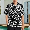 thumbnail image 2 of Abstract Black White Pattern Design Men's Shirt Short Sleeves Printed Button Down Summer Shirts, 2 of 6