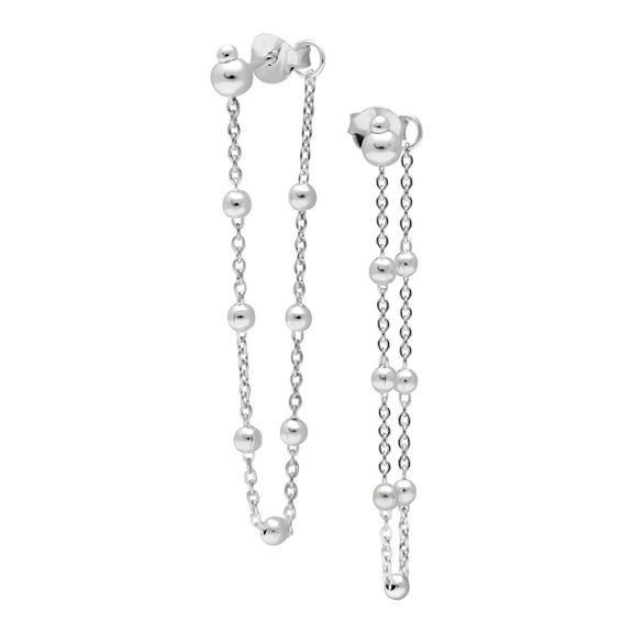 925 Sterling Silver Chain with Balls Stud Earrings