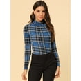 thumbnail image 3 of DARING DIVA Turtleneck Long Sleeve Slim Shirt Blouse M Blue, 3 of 6