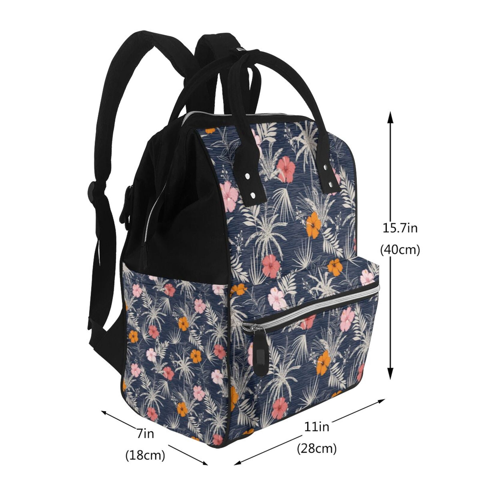 Ratiio Hawaiian Style Mummy Backpack - Waterproof Twill Canvas, Large Capacity Diaper Bag with Multiple Pockets and Adjustable Straps