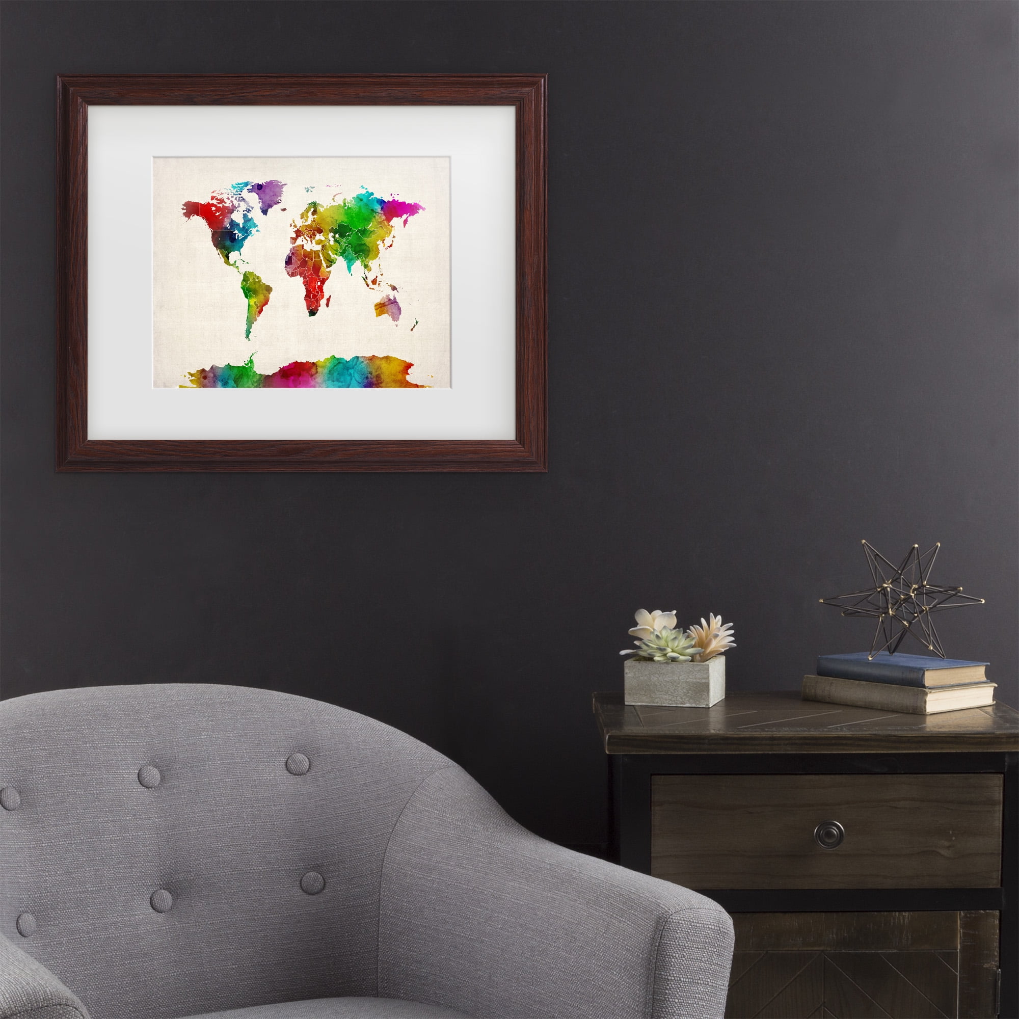Trademark Fine Art 'Watercolor World Map II' Canvas Art by Michael Tompsett