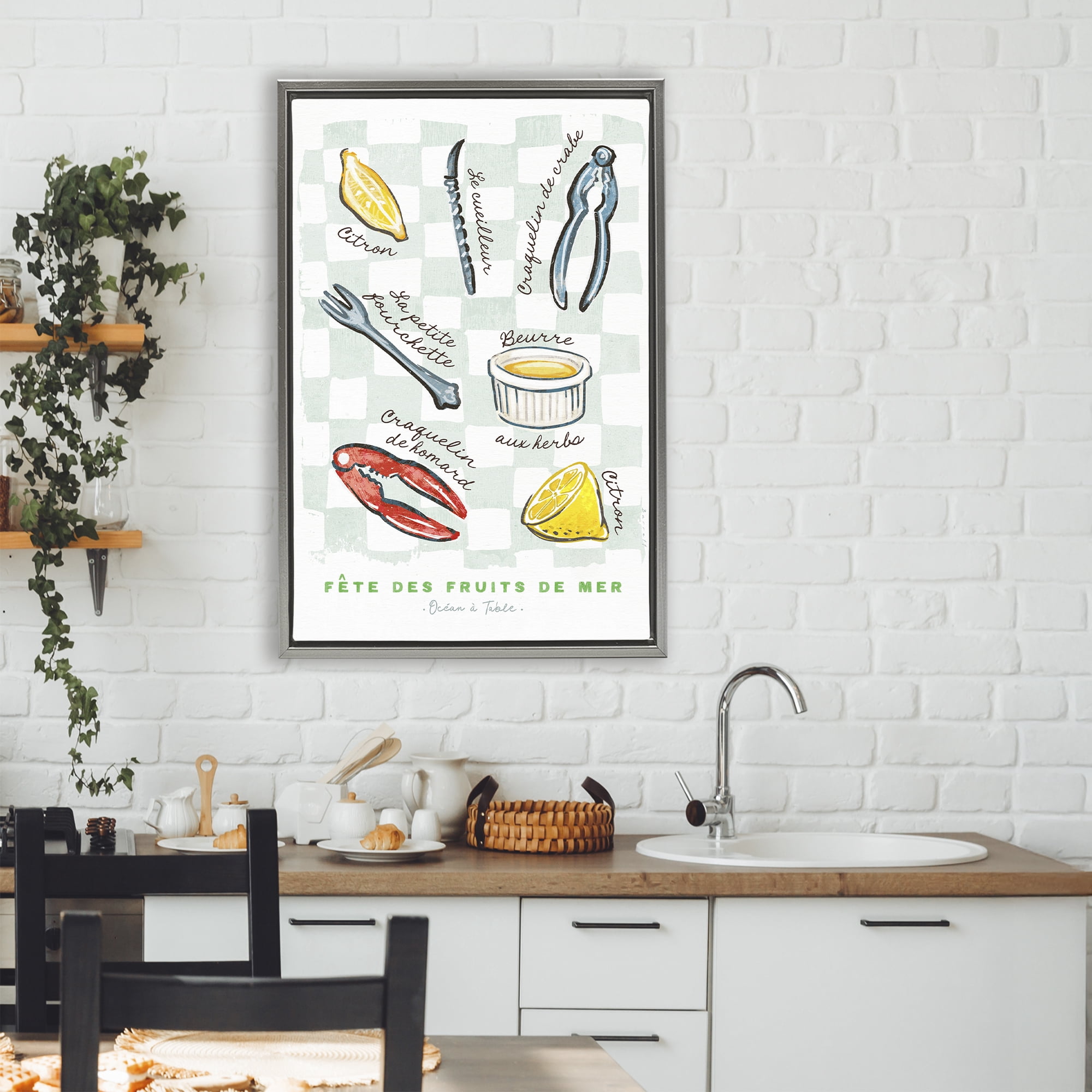 Stupell Industries Modern French Bistro Gray Framed Floater Canvas Wall Art, design by Chad Barrett