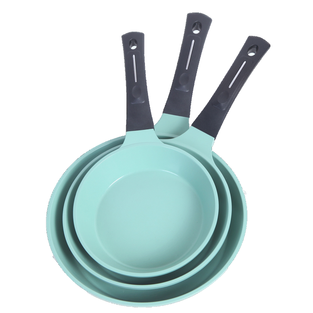 JADE EUROCOOK by NEWARE cookware 3 piece fry pan SET 8", 9.5", 11