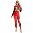 thumbnail image 4 of TiaoBug Womens Race Car Driver Long Sleeve Jumpsuit Catsuit Full Bodysuit Halloween Racer Jumper Costume Red S, 4 of 7