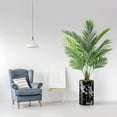thumbnail image 2 of Artificial Tree in Modern Marble Effect Planter, Fake Areca Tropical Palm Silk Tree for Indoor and Outdoor Home Decoration - 57" Overall Tall (Plant Pot Plus Tree), 2 of 5