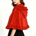 thumbnail image 4 of Iyufng Women's Ruffle Trim Velvet Cape Front Bow Tie Short Cloak Cosplay Wrap for Halloween Carnival Photo Shoot, 4 of 6