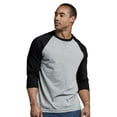 thumbnail image 2 of DailyWear Mens Casual 3/4 Sleeve Plain Baseball Cotton T Shirts BLK/LT.GR, Large, 2 of 4