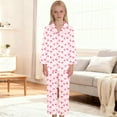 thumbnail image 2 of Girls Silk Pajamas Valentine Pjs Long Sleeve Heart Button Down Nightwear Kids Pjs Girls 13-14 Years, 2 of 4