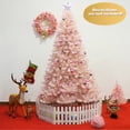 thumbnail image 2 of Gymax 7ft Pink Classic Pine Christmas Tree Artificial Hinged Tips (Pink), 2 of 8