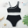 thumbnail image 7 of Wuxian Girls Swimsuit Two Pieces Bikini Set Ruffles One Shoulder Adjustable Strap Tops And High Waist Floral Print Bottoms Bathing Suits Youth Teens Summer Beach Swimwear ,Black,15-16 Years, 7 of 7