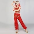 thumbnail image 3 of Eltusu Girls Belly Dance Sets, Sleeveless Shows Performance Elastic Waist Kids Dancewear Sets Red Size 9-11 T, 3 of 6