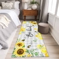 thumbnail image 5 of Runner Rugs 2x6 Ft, Sunflower Floral Non Slip Area Rugs for Kitchen Bedroom Entryway, Farmhouse Pastoral Daisy Bees Grey Plaid Washable Carpet Runner Rug Floor Mats for Bedroom Home Decor, 5 of 9