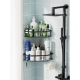 thumbnail image 5 of Bextsrack Corner Adhesive Shower Caddy, Rustproof Stainless Steel Bathroom Organizer, No Drilling Wall Mounted Rack, Black, 2-Pack, 5 of 7