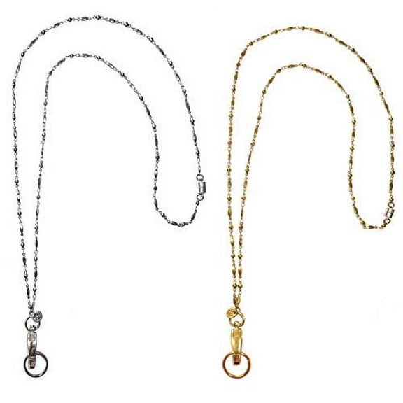 Stainless Steel Chain Women's Lanyard, Stronger, Badge Holder 34 inches, - Stainless Steel - Non Breakaway or Magnetic Breakaway