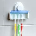 thumbnail image 2 of Soporte mágico para cepillos de dientes con ventosa, kit de accesorios de baño montado en la pared con cubierta antipolvo, sin taladrar ni clavar, duradero y duradero, 2 of 5