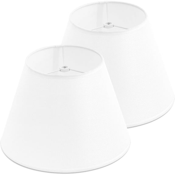 White Lamp Shades Set of 2 for Table Lamps, Small Lampshades 6" Top x 10" Bottom 7" High, Bell Modern Fabric Lampshade, Replaceable Spider Fitter Home Decor Shade