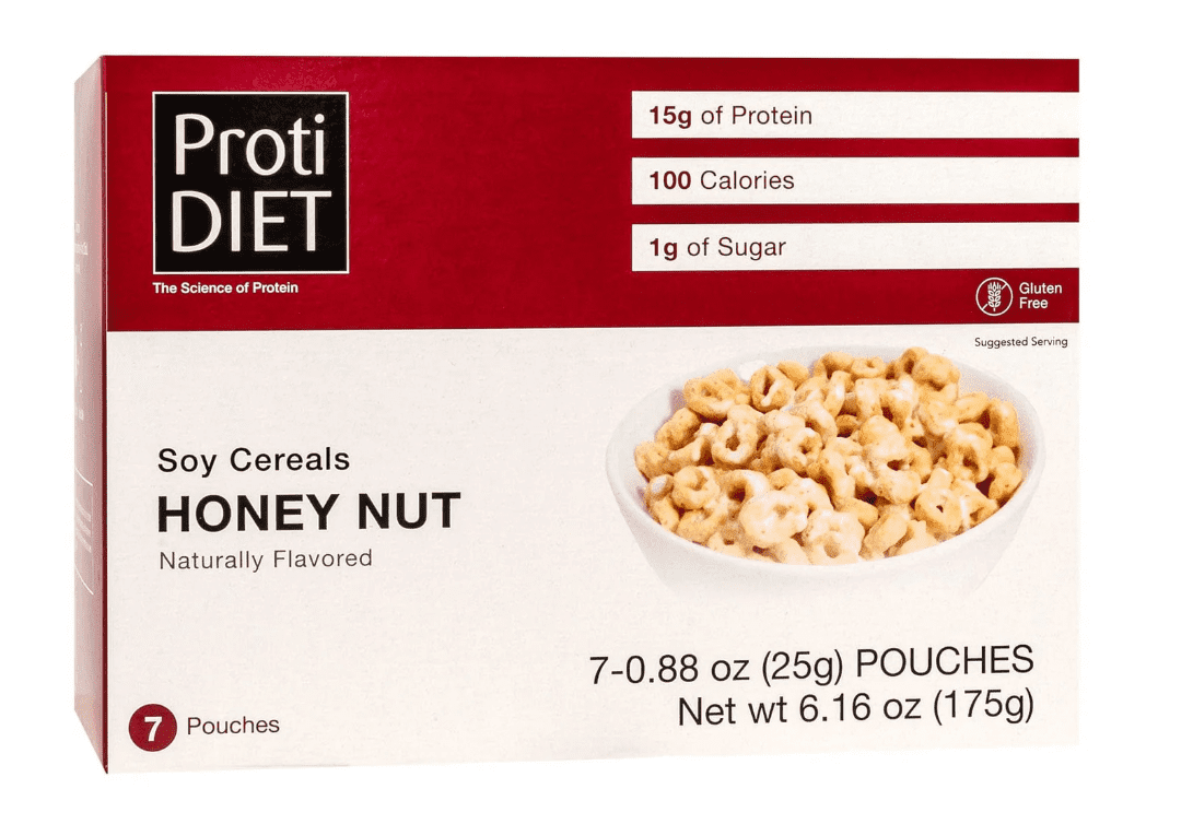 ProtiDiet Honey Nut Cereal - High Protein, Low Calorie, High Fiber - 4 Pack