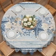 thumbnail image 2 of Navy Blue Starfish Coastal Round Tablecloth 54 inches Beach Botanical Coral Nautical Waterproof Oil-Proof Table Cloth Round Table Cover for Holiday Party Picnic Dinner Decor Indoor and Outdoor Use, 2 of 9