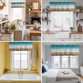thumbnail image 5 of Teal Brown Kitchen Curtain Valances for Windows Farmhouse Short Curtains, Rustic Vintage Abstract Ombre Wooden Plank Rod Pocket Valance Curtain for Bedroom Cafe Living Room 42"x12", 5 of 8