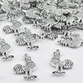 thumbnail image 4 of 50pcs Antique Silver Rooster Cock Chicken Charms Vintage Alloy Chicken Farm Animal Rooster Shape Dangle Pendants for DIY Bracelets Necklaces Jewelry Making Findings, 4 of 7