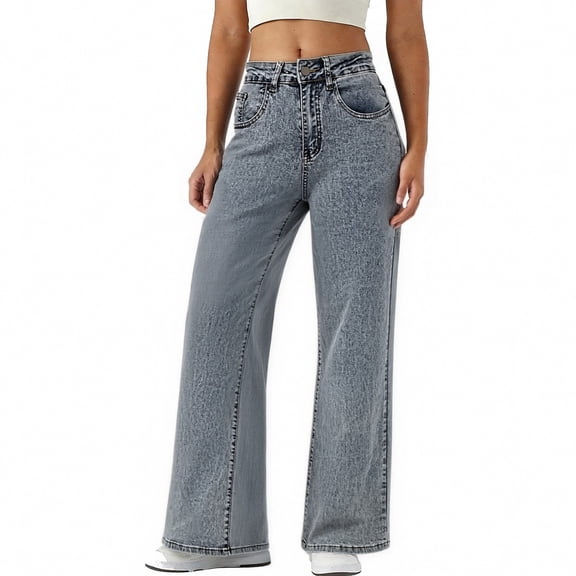Womens Loose Fit High Waisted Jeans Straight Leg Denim Pants Fashion Casual Trousers Womens Jeans Straight Leg Daily Relaxed Fit Denim