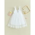 thumbnail image 5 of FEORJGP Toddler Infant Girl Summer Sweet Long Dress Dot Print Fairy Dress Sleeveless Scoop Neck Princess Dress Tulle Patchwork A-Line Dress for Daily Party, 5 of 9