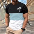 thumbnail image 2 of Mens Casual Pantalones Cortos Cuello Redondo Patchwork Impresión Suéter Blusa de Fitness, Camisetas para Hombre, 2 of 4