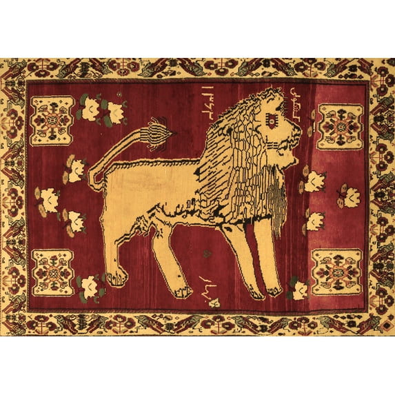 Ahgly Company Indoor Rectangle Animal Brown Traditional Area Rugs, 2' x 5'