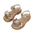 thumbnail image 6 of FINALGANG Little Girls Adjustable Ankle Strap Floral Applique Closed Toe Sandals Shiny Upper Flat Sole Summer Party Kids Princess Sandals Casual Shoes 2.5-3 Years, 6 of 6