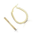 thumbnail image 3 of JewelStop 14k Yellow & White Gold Rhodium Finish 2.1x19x24mm Shiny textured Oval Hoop Earrings, Hinged Clasp, 3 of 4
