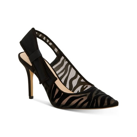

INC Womens Black Zebra Print Mesh Bow Accent Coletta Pointed Toe Stiletto Slip On Slingback 9.5 M