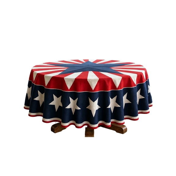 4th of July Tablecloth 70 inch Round Table Cloths Patriotic Star American Independence Day Party Table Cover for 250th Anniversary