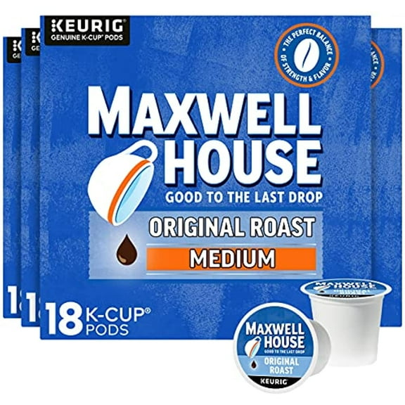 Maxwell House Original Roast Medium Roast K-Cup Coffee Pods 72 Total, Pack Of 4 (18 In Each Pack)