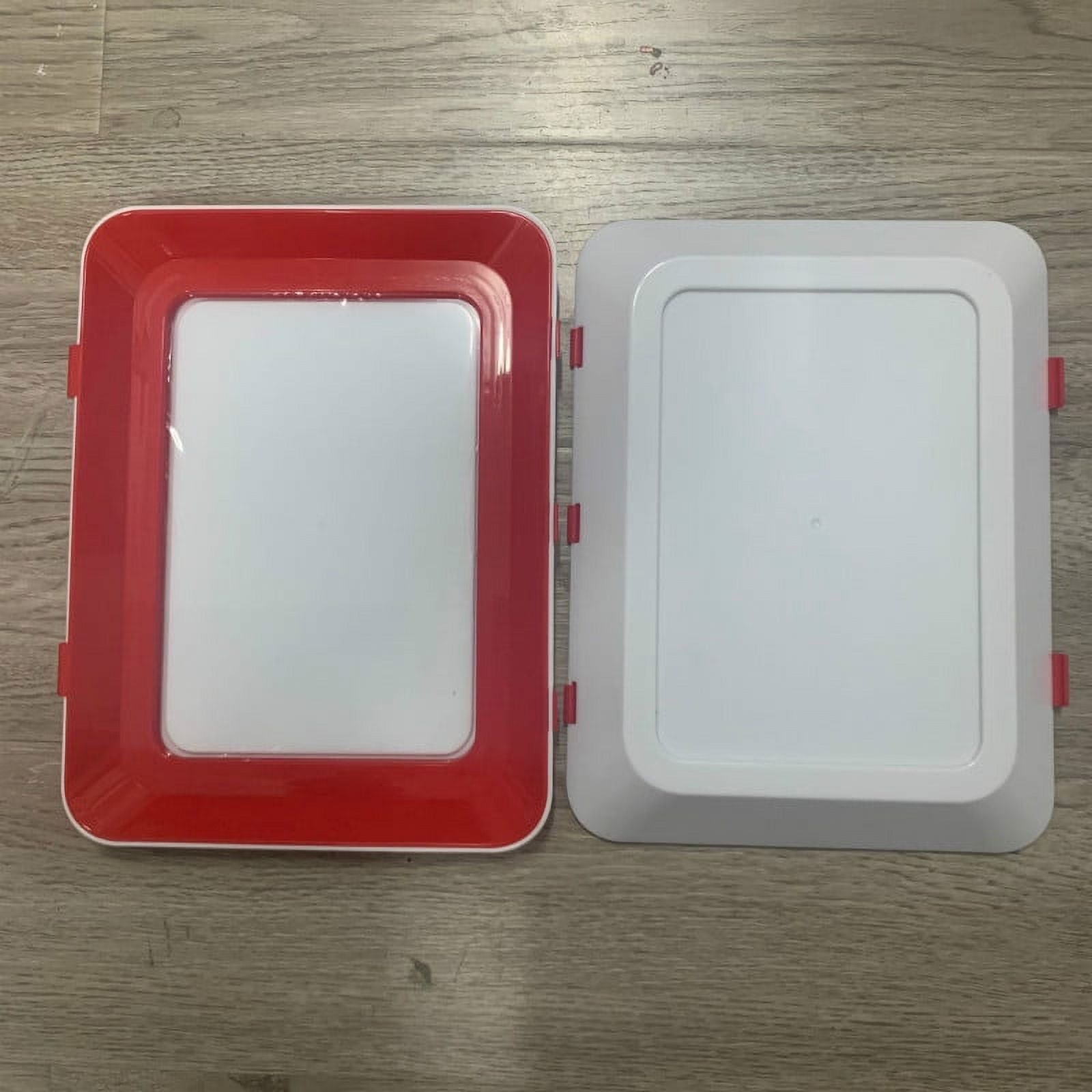 SET OF 4 CLEVER TRAYS HEALTHY LIFE FOOD PRESERVATION STORAGE STACKABLE RED  WHITE