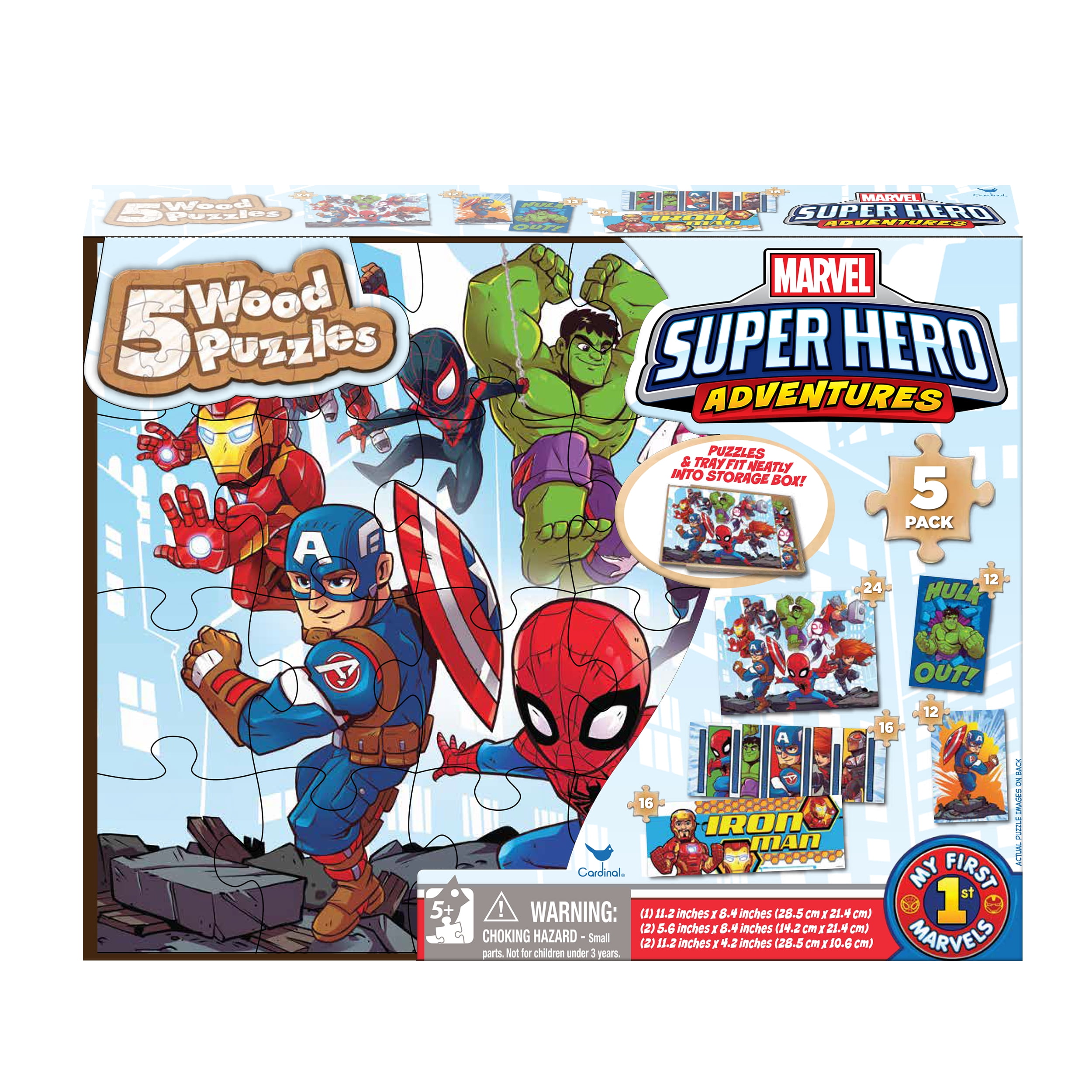 Details about   MARVEL SUPER HERO Adventures 5 wood puzzles with Storage Box Age 5+ 