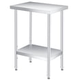 thumbnail image 1 of GloryStar Outdoor Stainless Steel Patio Side Table, Two-Tier Heavy Duty Prep Table with Adjustable Storage Shelf, Rust Resistant and Easy to Clean Utility Table for Garden, Restaurant, Kitchen or Home, 1 of 7