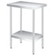 thumbnail image 1 of QinaQin Mesa auxiliar de acero inoxidable para patio con 2 niveles, mesa de preparación resistente al óxido con repisa ajustable para jardín, cocina o restaurante, 1 of 7