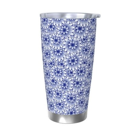 

Goofa Blue And White Flowers for 20 oz Skinny Tumbler Stainless Steel Coffee Mug Slim Vacuum Insulated Travel Cup Car Cup-Without Straw