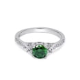 thumbnail image 2 of Diamond-Capitals 1.15 Carat Round Cut Natural Diamond Green Emerald Gemstone Unique Engagement Ring for her Solid 18K White Gold Size 10, 2 of 7
